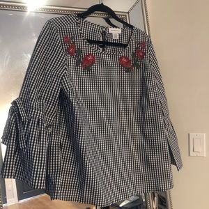 Gingham Blouse with Embroidery Detail.
